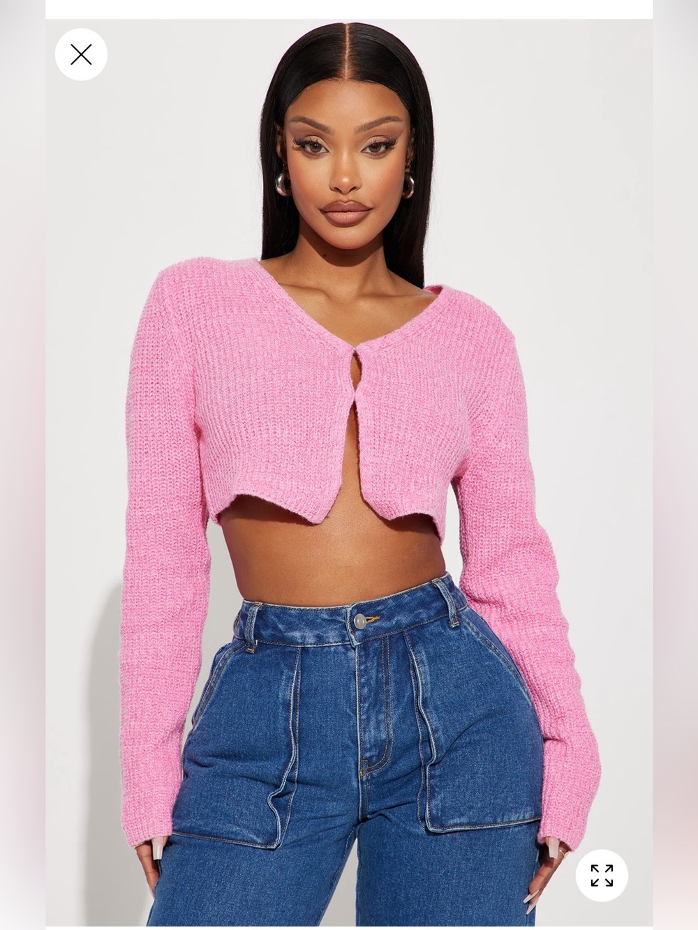Fashion Nova Pink Cropped Cardigan